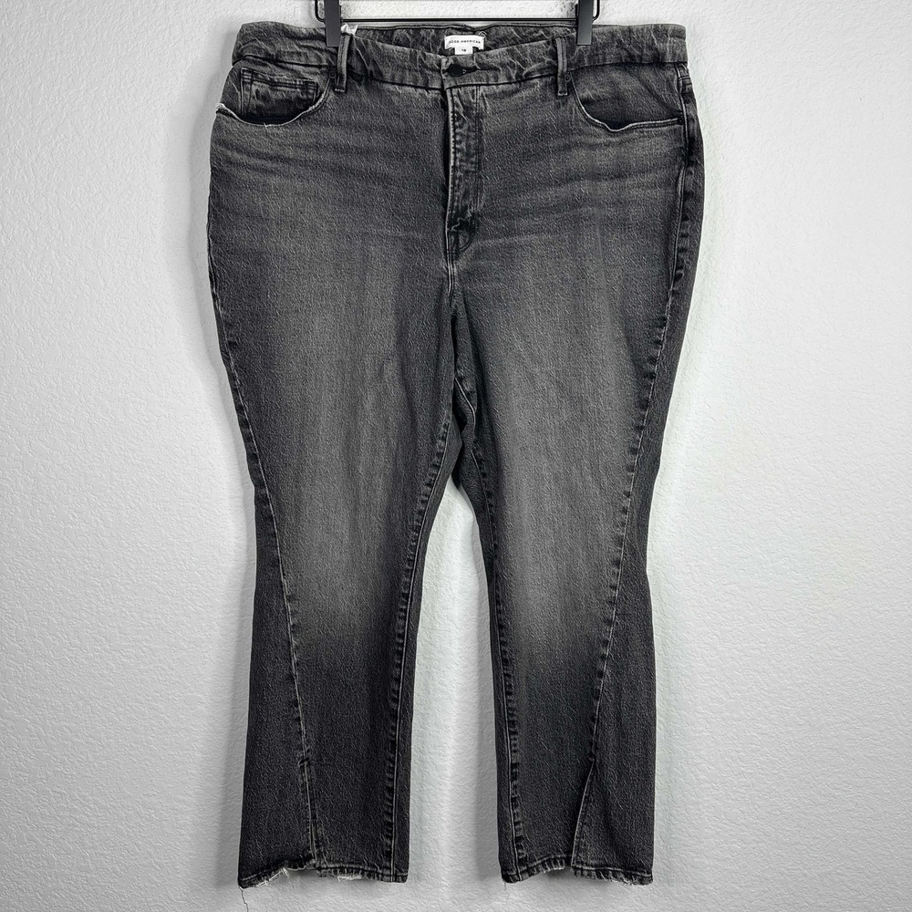 Good American Jeans Womens Size 16 Grey‎ Faded Distressed Bootcut Casual Boho